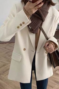 Trendy Women's Loose-Fit Beige Blazer - High-End Street Style Suit Jacket for Spring & Autumn 2025