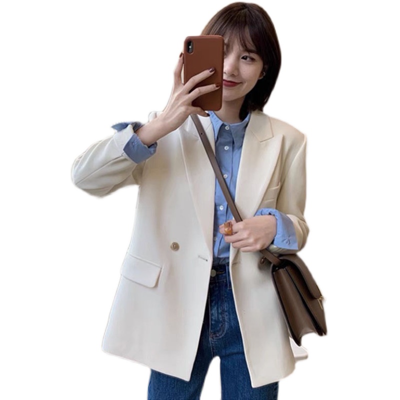 Trendy Women's Loose-Fit Beige Blazer - High-End Street Style Suit Jacket for Spring & Autumn 2025 Trendy Women's Loose-Fit Beige Blazer - High-End Street Style Suit Jacket for Spring & Autumn 2025