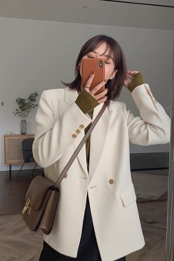 Trendy Women's Loose-Fit Beige Blazer - High-End Street Style Suit Jacket for Spring & Autumn 2025