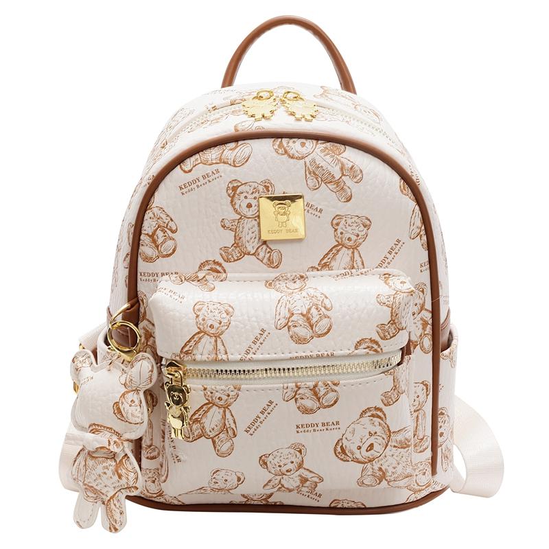 Trendy Women's Mini Backpack with Cute Bear Print - Casual Double Shoulder Bag for 2025 Fashion Trendy Women's Mini Backpack with Cute Bear Print - Casual Double Shoulder Bag for 2025 Fashion