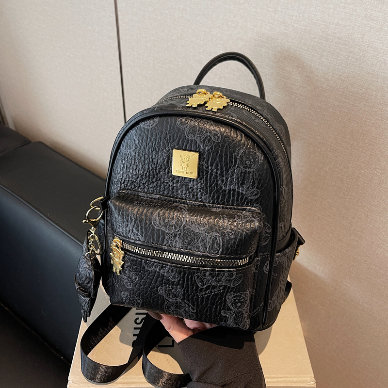 Trendy Women's Mini Backpack with Cute Bear Print - Casual Double Shoulder Bag for 2025 Fashion Trendy Women's Mini Backpack with Cute Bear Print - Casual Double Shoulder Bag for 2025 Fashion