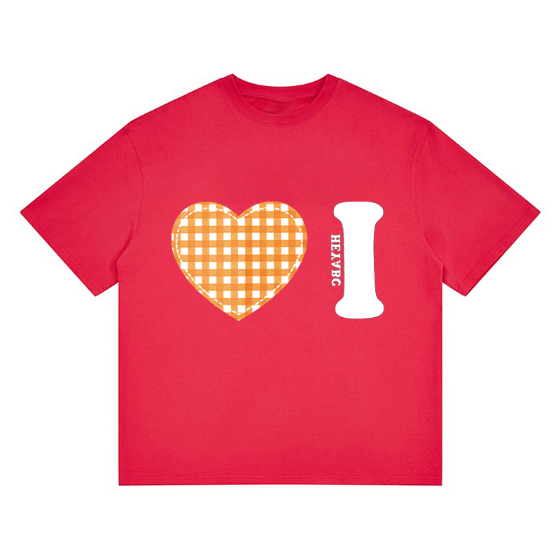 Trendy Women's Summer Short Sleeve Plaid Heart Print T-Shirt - Slim Fit Round Neck Top for a Chic American Style Look Trendy Women's Summer Short Sleeve Plaid Heart Print T-Shirt - Slim Fit Round Neck Top for a Chic American Style Look