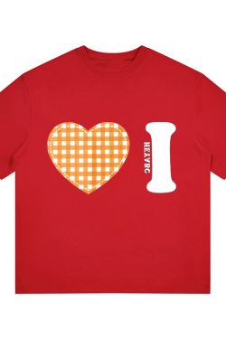 Trendy Women's Summer Short Sleeve Plaid Heart Print T-Shirt - Slim Fit Round Neck Top for a Chic American Style Look