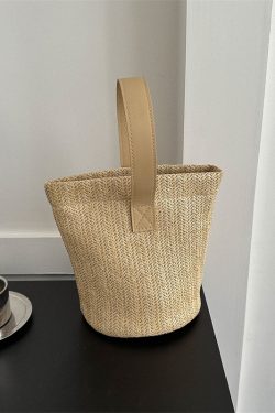 Trendy Woven Beach Bucket Bag - Casual Tote for Women, Handheld Vacation Bag, Perfect for Summer and Coastal Getaways