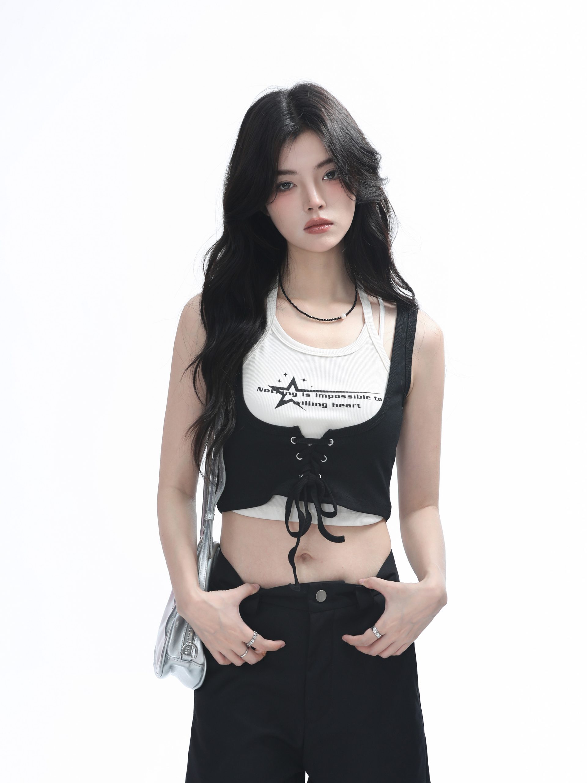 Two-Piece Halter Crop Top for Women with Unique Patchwork Design - Spicy Girl Style, Perfect for 90s and Y2K Fashion Lovers Two-Piece Halter Crop Top for Women with Unique Patchwork Design - Spicy Girl Style, Perfect for 90s and Y2K Fashion Lovers