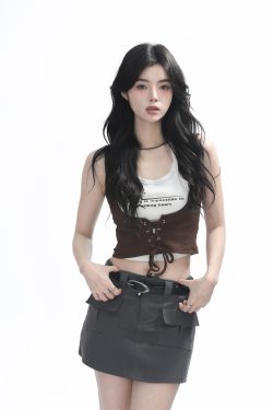 Two-Piece Halter Crop Top for Women with Unique Patchwork Design - Spicy Girl Style, Perfect for 90s and Y2K Fashion Lovers