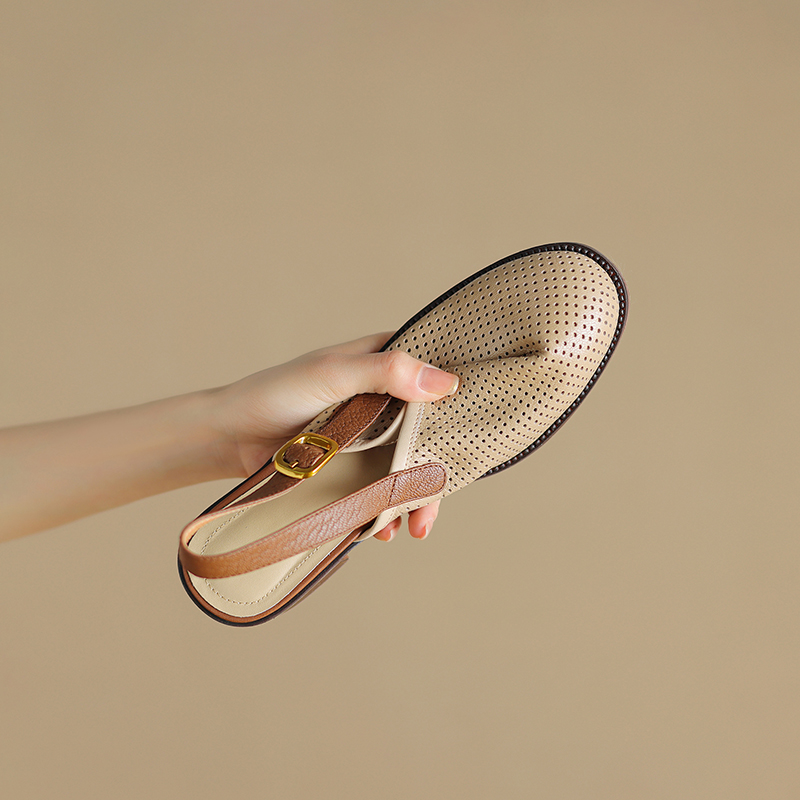 Ultra-Soft Lambskin Hollow-Out Toe Women's Sandals - Vintage-Inspired Design for Chic Summer Style Ultra-Soft Lambskin Hollow-Out Toe Women's Sandals - Vintage-Inspired Design for Chic Summer Style