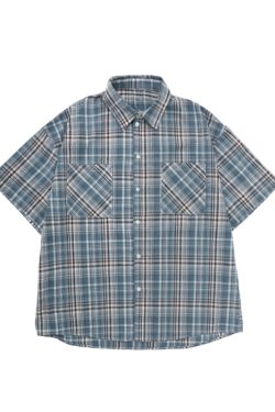 Unisex American Retro Brushed Plaid Short Sleeve T-Shirt - Casual Loose Fit Summer Shirt for Couples