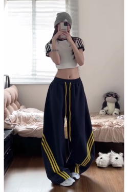 Unisex American Retro Color-Blocking Wide-Leg Cargo Pants - 90s Inspired, Spring 2025 Loose Casual Sportswear