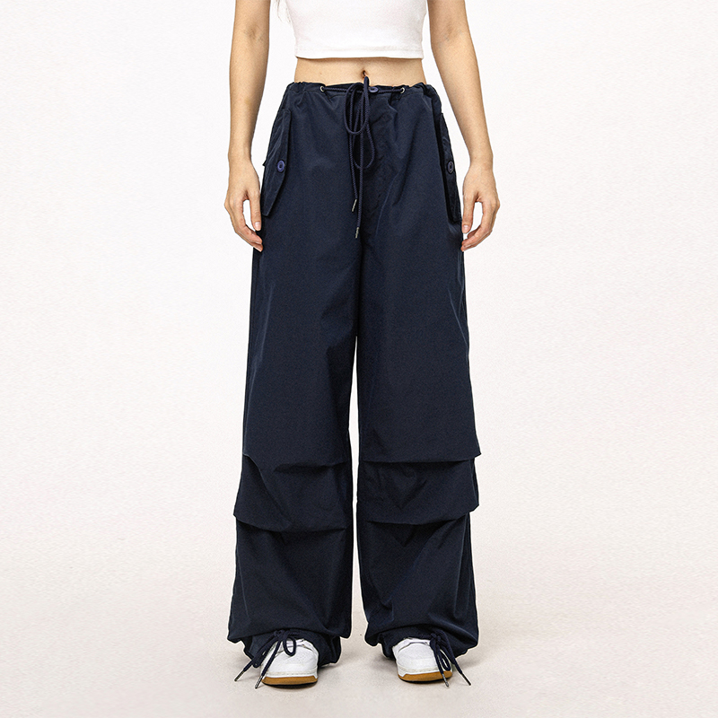 Unisex American Retro Parachute Pants, Street Style Straight Leg Drawstring Loose Fit Casual Trousers, 90s Inspired Fashion Unisex American Retro Parachute Pants, Street Style Straight Leg Drawstring Loose Fit Casual Trousers, 90s Inspired Fashion