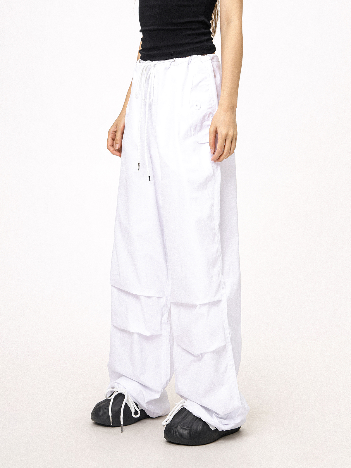 Unisex American Retro Parachute Pants, Street Style Straight Leg Drawstring Loose Fit Casual Trousers, 90s Inspired Fashion Unisex American Retro Parachute Pants, Street Style Straight Leg Drawstring Loose Fit Casual Trousers, 90s Inspired Fashion