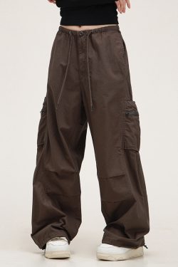 Unisex American Vintage Melange Work Pants with Zipper Pocket - Trendy Straight Loose Casual Style