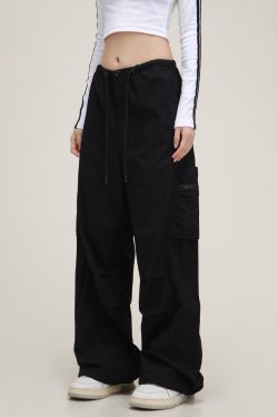 Unisex American Vintage Melange Work Pants with Zipper Pocket - Trendy Straight Loose Casual Style