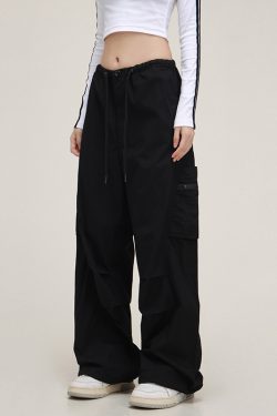 Unisex American Vintage Melange Work Pants with Zipper Pocket - Trendy Straight Loose Casual Style