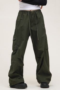 Unisex American Vintage Melange Work Pants with Zipper Pocket - Trendy Straight Loose Casual Style