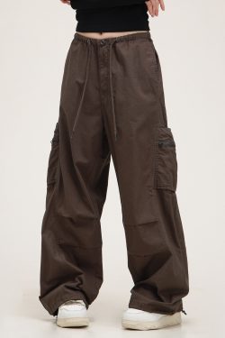 Unisex American Vintage Melange Work Pants with Zipper Pocket - Trendy Straight Loose Casual Style