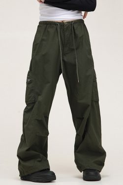 Unisex American Vintage Melange Work Pants with Zipper Pocket - Trendy Straight Loose Casual Style