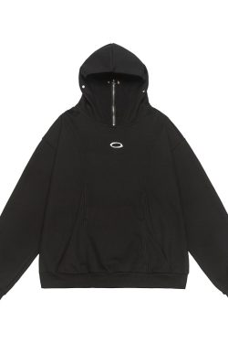 Unisex Autumn Minimalist Embroidered Half-Zip Sweatshirt - Trendy Loose Casual Sports Top for Effortless Style