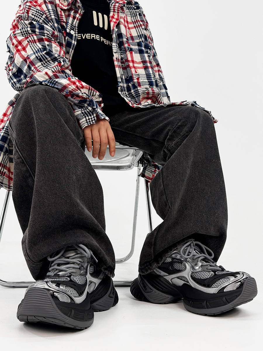 Unisex Black Scorpio Dad Shoes - Retro Thick-Soled Height-Increasing Sports Sneakers, Warrior Mecha Style, Trendy National Design Unisex Black Scorpio Dad Shoes - Retro Thick-Soled Height-Increasing Sports Sneakers, Warrior Mecha Style, Trendy National Design