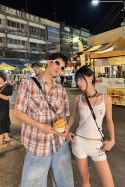 Unisex Brushed Plaid Short Sleeve Shirt - American Style Summer Casual Shirt for Couples, Loose Fit College Trend