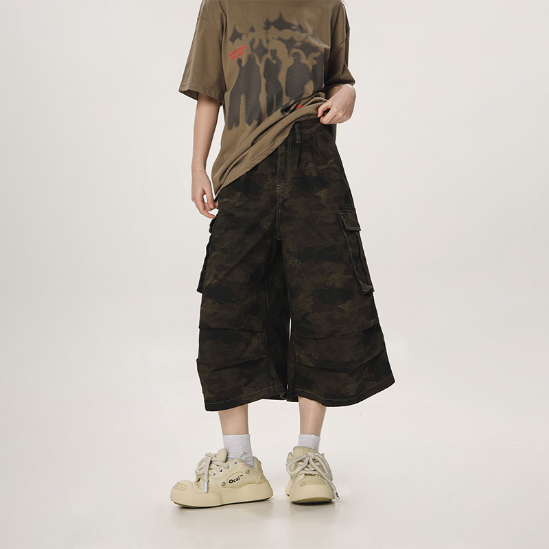 Unisex Camouflage Seven-Point Pants - Casual Workwear, Summer Loose Straight-Cut Shorts for Men and Women, 90s Inspired Unisex Camouflage Seven-Point Pants - Casual Workwear, Summer Loose Straight-Cut Shorts for Men and Women, 90s Inspired