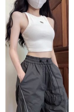 Unisex Cargo Pants, Loose Fit Draping Parachute Style, Floor-Length Quick-Dry Jazz Dance Casual Pants for Petite Individuals