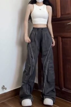 Unisex Cargo Pants, Loose Fit Draping Parachute Style, Floor-Length Quick-Dry Jazz Dance Casual Pants for Petite Individuals