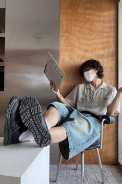 Unisex Cuban Collar Striped Short-Sleeve Shirt with Coconut Tree Embroidery - Retro Hawaiian Style Beach Shirt