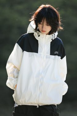 Unisex Japanese-Style Color-Blocking Lightweight Sun Protection Jacket - Breathable Retro Outdoor UV Shield for Summer
