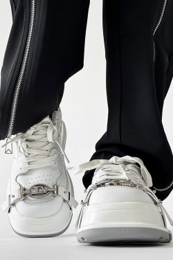 Unisex Lace-Up Casual Sneakers with Square Toe in Black and White - Trendy National Style Sports Shoes for Couples