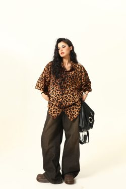 Unisex Leopard Print Shirt - Retro American Street Style, Loose Fit Summer Top, Trendy Casual Wear for Men and Women