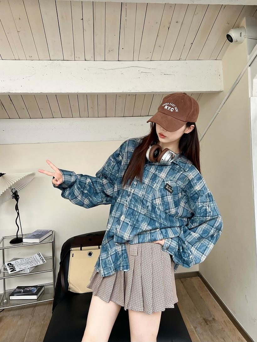 Unisex Long Sleeve Tie-Dye Plaid Shirt Jacket - Retro 90s Galaxy Soda High-End Lazy Style Trend Unisex Long Sleeve Tie-Dye Plaid Shirt Jacket - Retro 90s Galaxy Soda High-End Lazy Style Trend