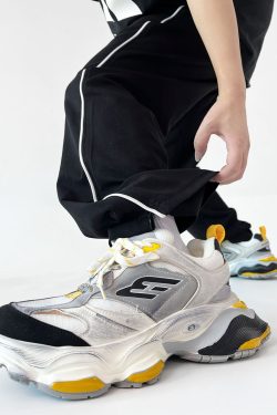 Unisex Paris Cargo Dad Shoes 5XL Thick-Soled Height-Increasing Vintage Streetwear Trendy Sports Footwear for Couples