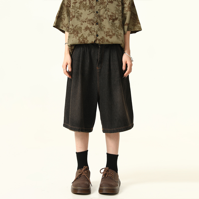 Unisex Retro American Denim Shorts - Loose Fit, Versatile Summer Five-Point Style, Trendy Streetwear for Couples Unisex Retro American Denim Shorts - Loose Fit, Versatile Summer Five-Point Style, Trendy Streetwear for Couples