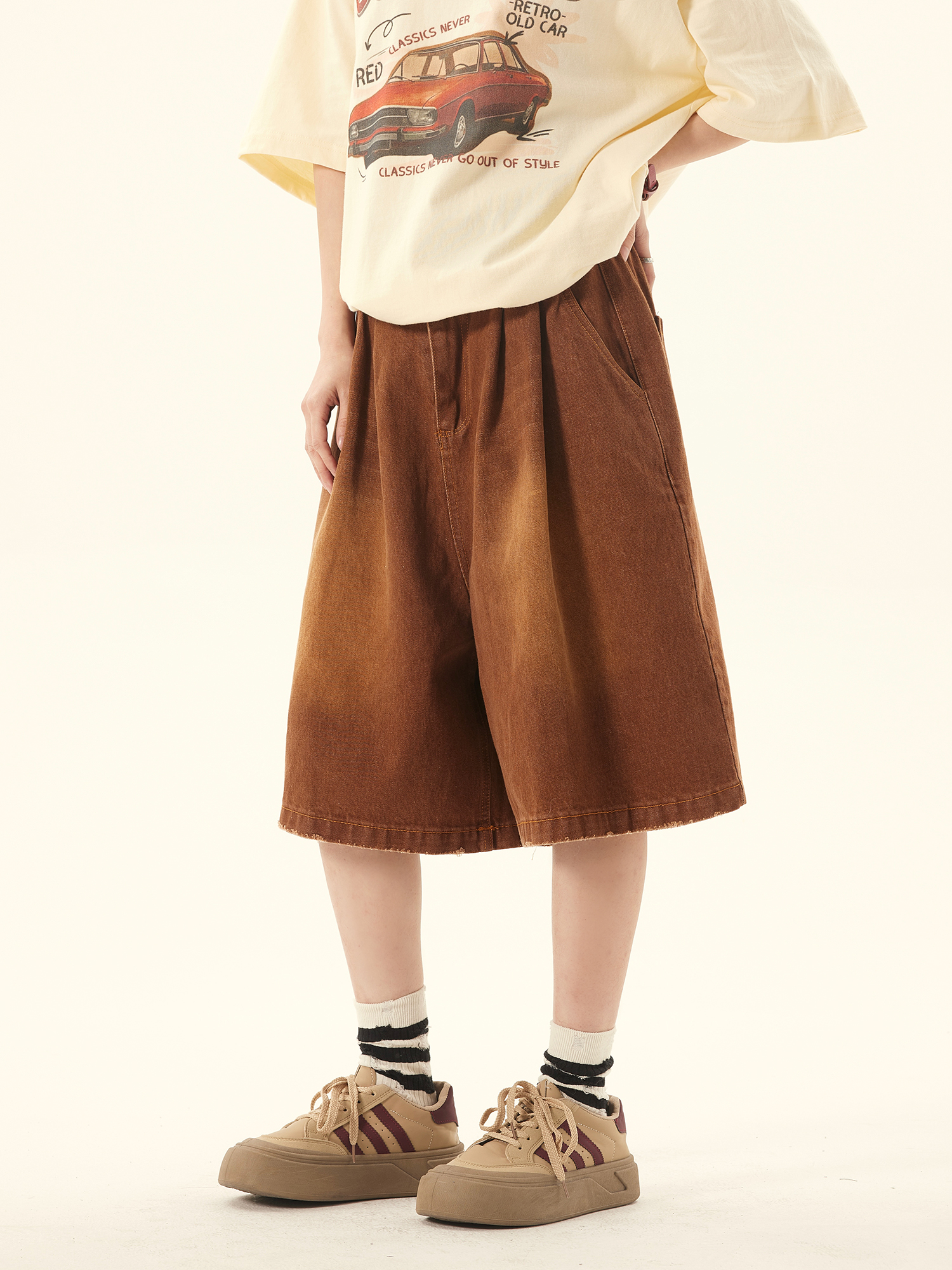 Unisex Retro American Denim Shorts - Loose Fit, Versatile Summer Five-Point Style, Trendy Streetwear for Couples Unisex Retro American Denim Shorts - Loose Fit, Versatile Summer Five-Point Style, Trendy Streetwear for Couples