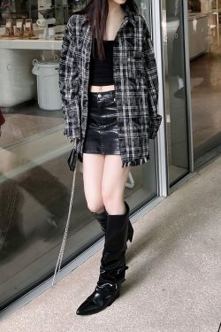 Unisex Retro American Plaid Fringe Long-Sleeve Shirt - Trendy Loose Fit for Couples - Vintage Style 90s Fashion Top