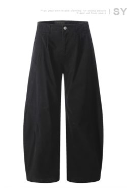 Unisex Retro American Work Pants with Big Pockets and Splicing Design - Casual Curved Knife Style for 90s Inspired Fashion