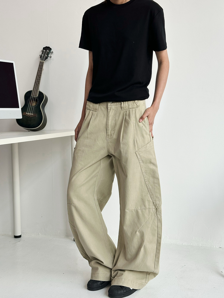 Unisex Retro American Work Pants with Big Pockets and Splicing Design - Casual Curved Knife Style for 90s Inspired Fashion Unisex Retro American Work Pants with Big Pockets and Splicing Design - Casual Curved Knife Style for 90s Inspired Fashion