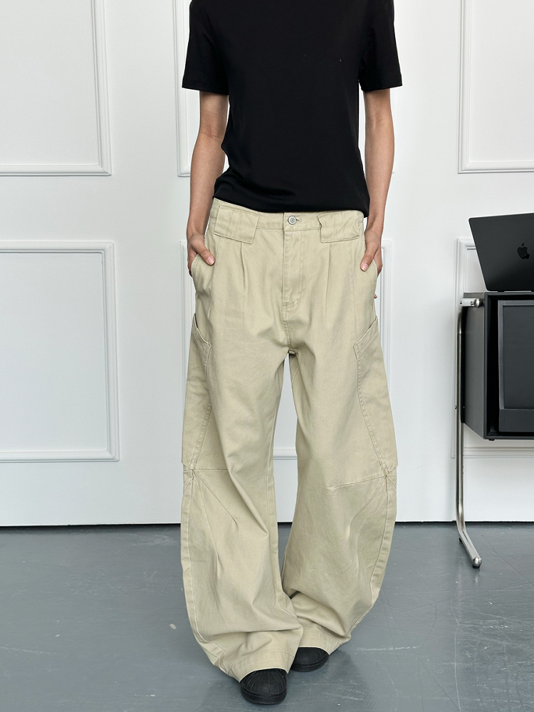 Unisex Retro American Work Pants with Big Pockets and Splicing Design - Casual Curved Knife Style for 90s Inspired Fashion Unisex Retro American Work Pants with Big Pockets and Splicing Design - Casual Curved Knife Style for 90s Inspired Fashion