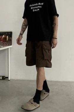 Unisex Retro Cargo Shorts - Japanese Style Summer Commuting Loose Straight Five-Point Pants for Outdoor Trend