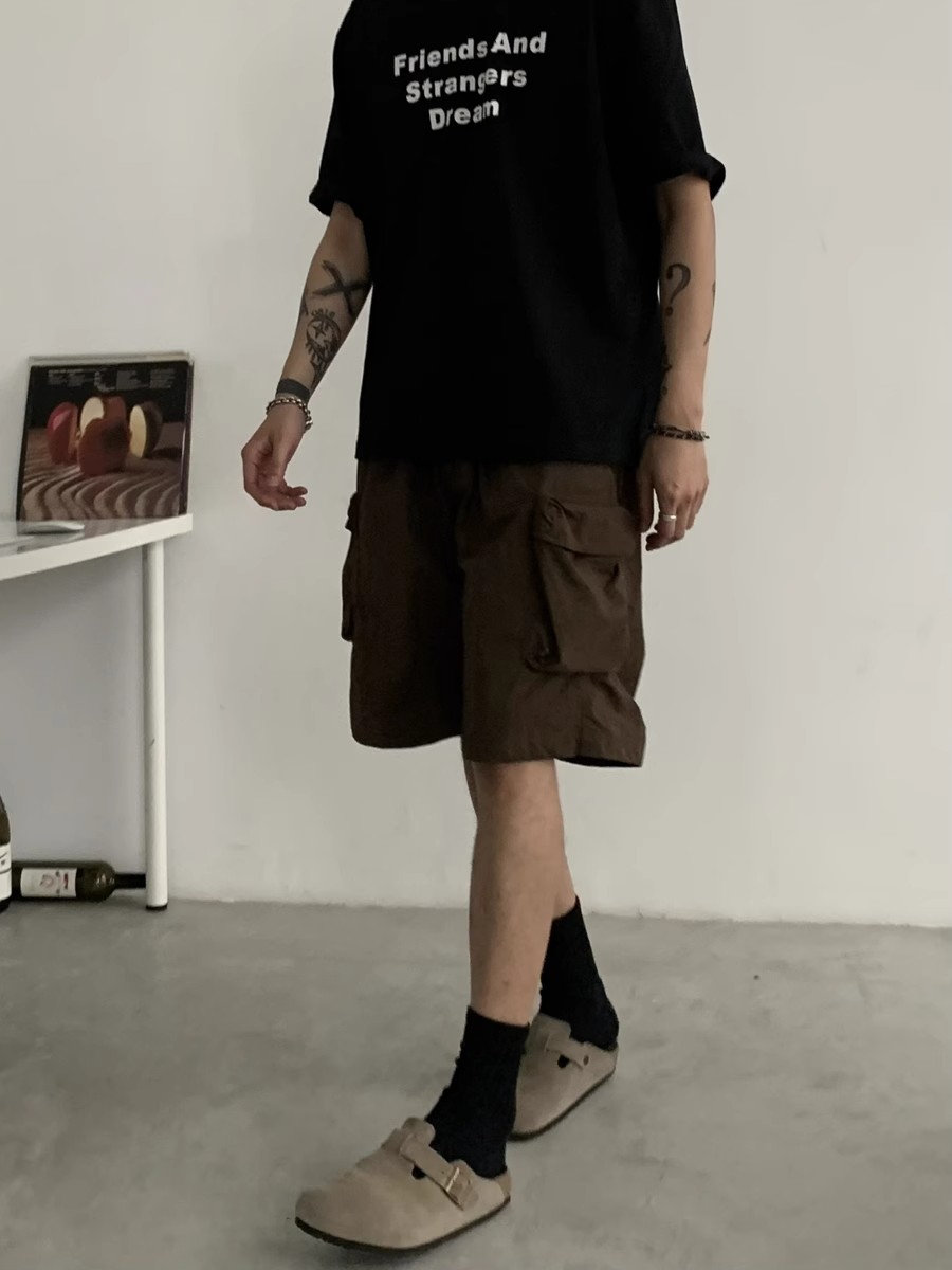 Unisex Retro Cargo Shorts - Japanese Style Summer Commuting Loose Straight Five-Point Pants for Outdoor Trend Unisex Retro Cargo Shorts - Japanese Style Summer Commuting Loose Straight Five-Point Pants for Outdoor Trend