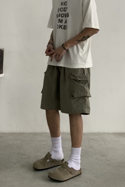Unisex Retro Cargo Shorts - Japanese Style Summer Commuting Loose Straight Five-Point Pants for Outdoor Trend