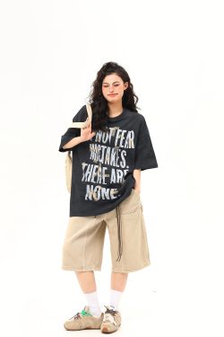 Unisex Retro Graffiti Letter Design Short-Sleeve T-Shirt - Summer Versatile Couple Tee, 90s American Street Style