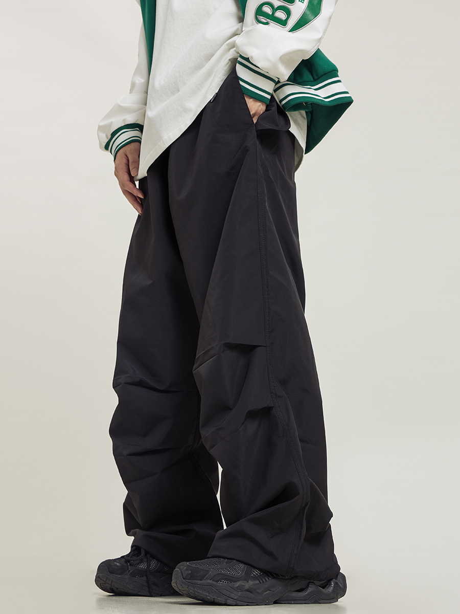 Unisex Retro Straight Black Drawstring Work Pants - Japanese Style High Street Casual Fashion Unisex Retro Straight Black Drawstring Work Pants - Japanese Style High Street Casual Fashion