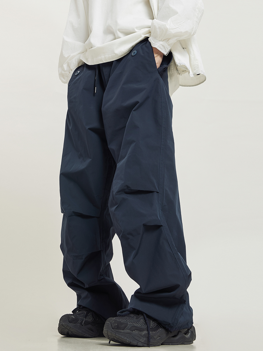 Unisex Retro Straight Black Drawstring Work Pants - Japanese Style High Street Casual Fashion Unisex Retro Straight Black Drawstring Work Pants - Japanese Style High Street Casual Fashion