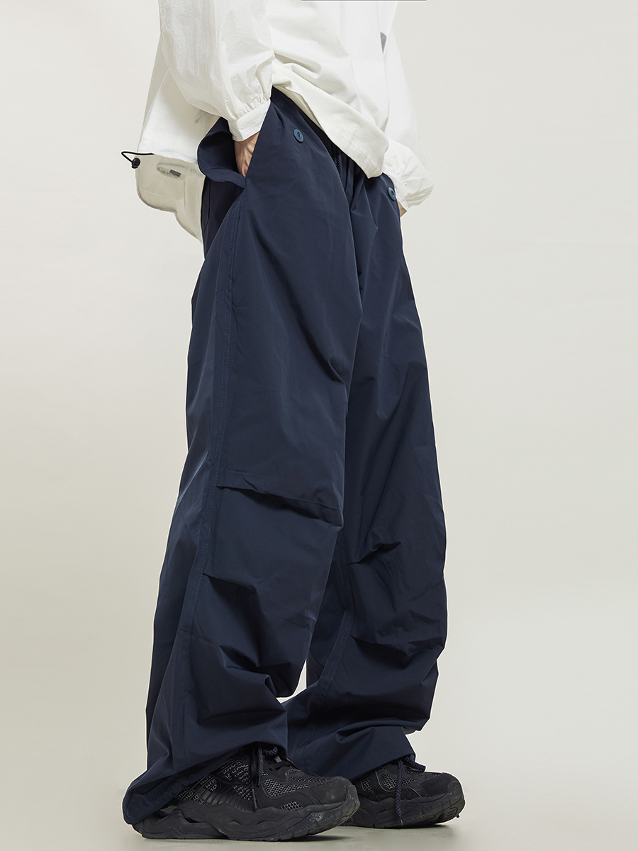 Unisex Retro Straight Black Drawstring Work Pants - Japanese Style High Street Casual Fashion Unisex Retro Straight Black Drawstring Work Pants - Japanese Style High Street Casual Fashion