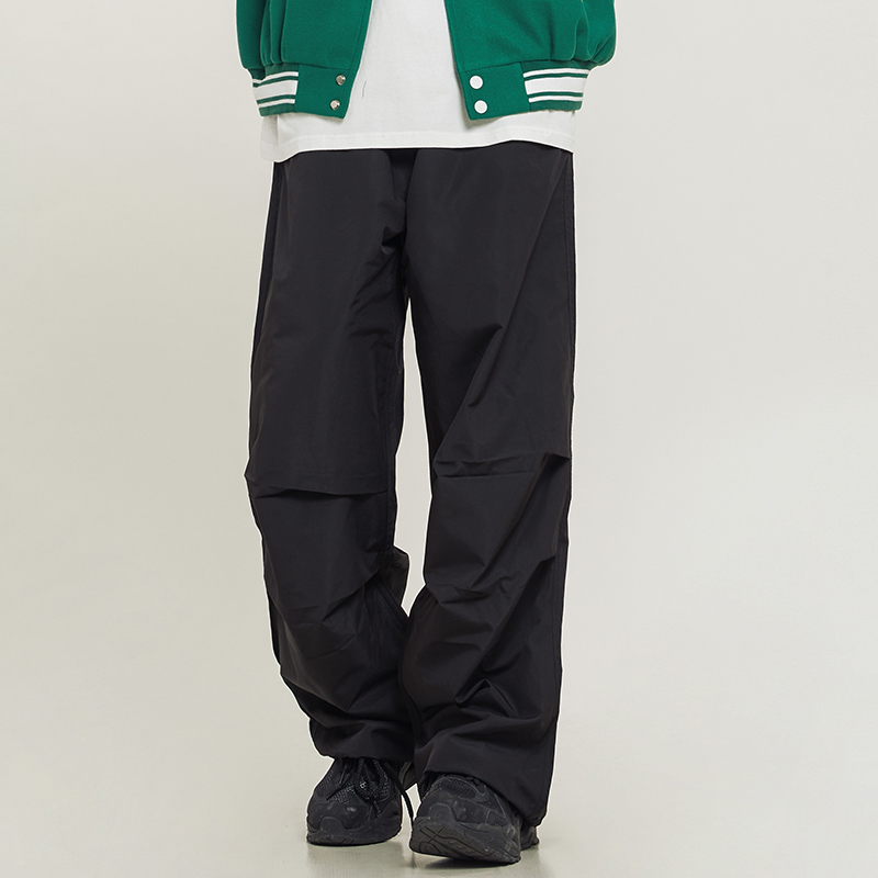 Unisex Retro Straight Black Drawstring Work Pants - Japanese Style High Street Casual Fashion Unisex Retro Straight Black Drawstring Work Pants - Japanese Style High Street Casual Fashion