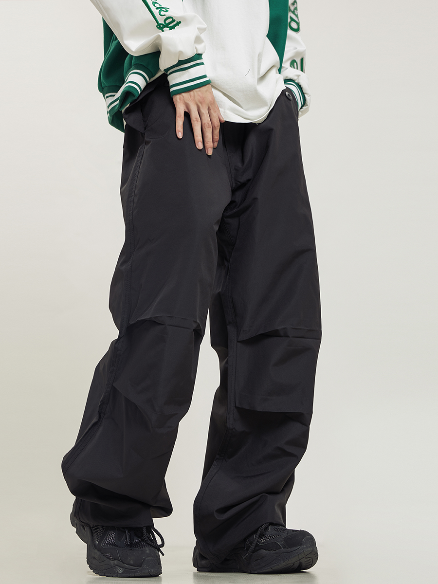 Unisex Retro Straight Black Drawstring Work Pants - Japanese Style High Street Casual Fashion Unisex Retro Straight Black Drawstring Work Pants - Japanese Style High Street Casual Fashion