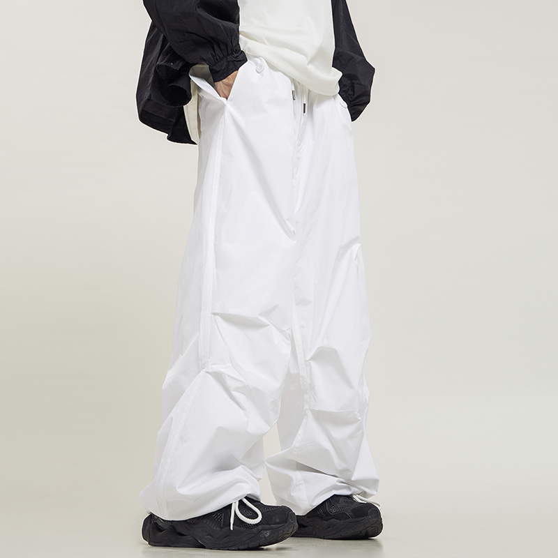 Unisex Retro Straight Black Drawstring Work Pants - Japanese Style High Street Casual Fashion Unisex Retro Straight Black Drawstring Work Pants - Japanese Style High Street Casual Fashion