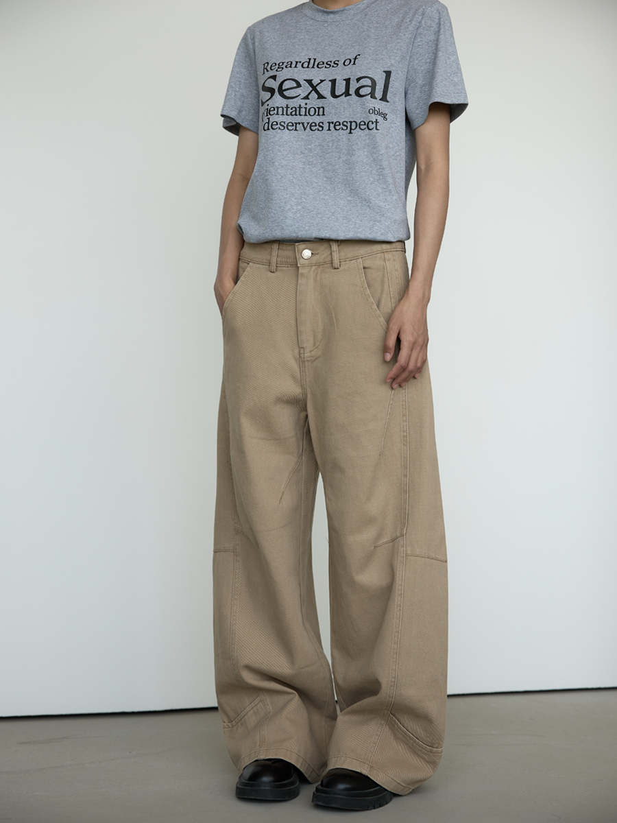 Unisex Retro Wide-Leg Trousers with Tailored Curved Blade Design - Casual Straight Loose Pants for 90s Inspired Style Unisex Retro Wide-Leg Trousers with Tailored Curved Blade Design - Casual Straight Loose Pants for 90s Inspired Style